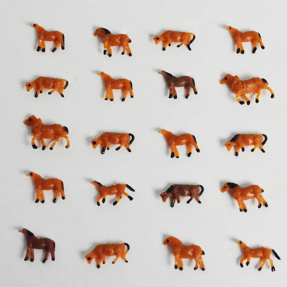 100pcs Miniature Horses - 1:150 Scale Painted Farm Animal Models - ToylandEU