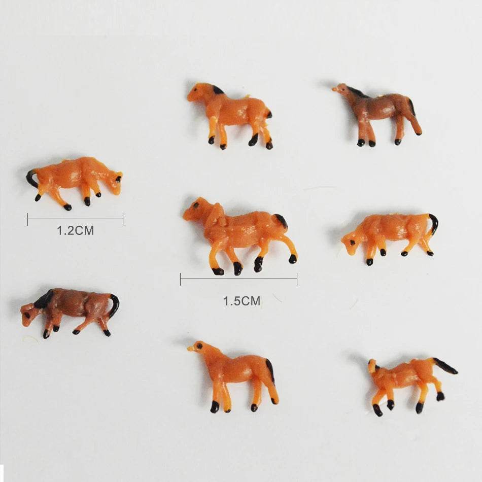 100pcs Miniature Horses - 1:150 Scale Painted Farm Animal Models - ToylandEU