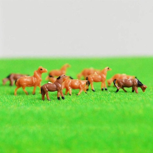 100pcs Miniature Horses - 1:150 Scale Painted Farm Animal Models - ToylandEU