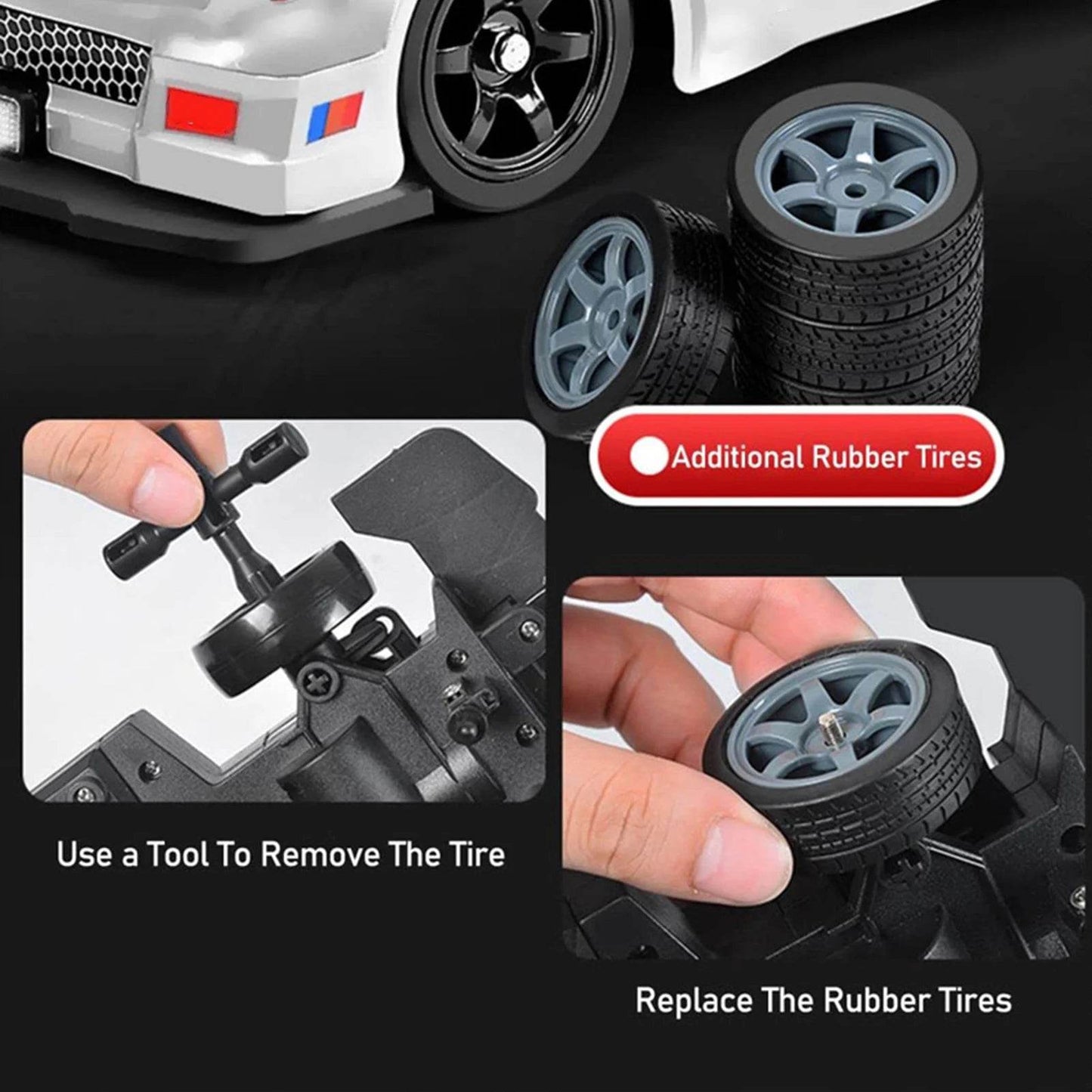 1:16 Scale Kids Remote Control Car High Speed Rechargeable Drift Car 4WD Racing with LED Lights Spray - ToylandEU