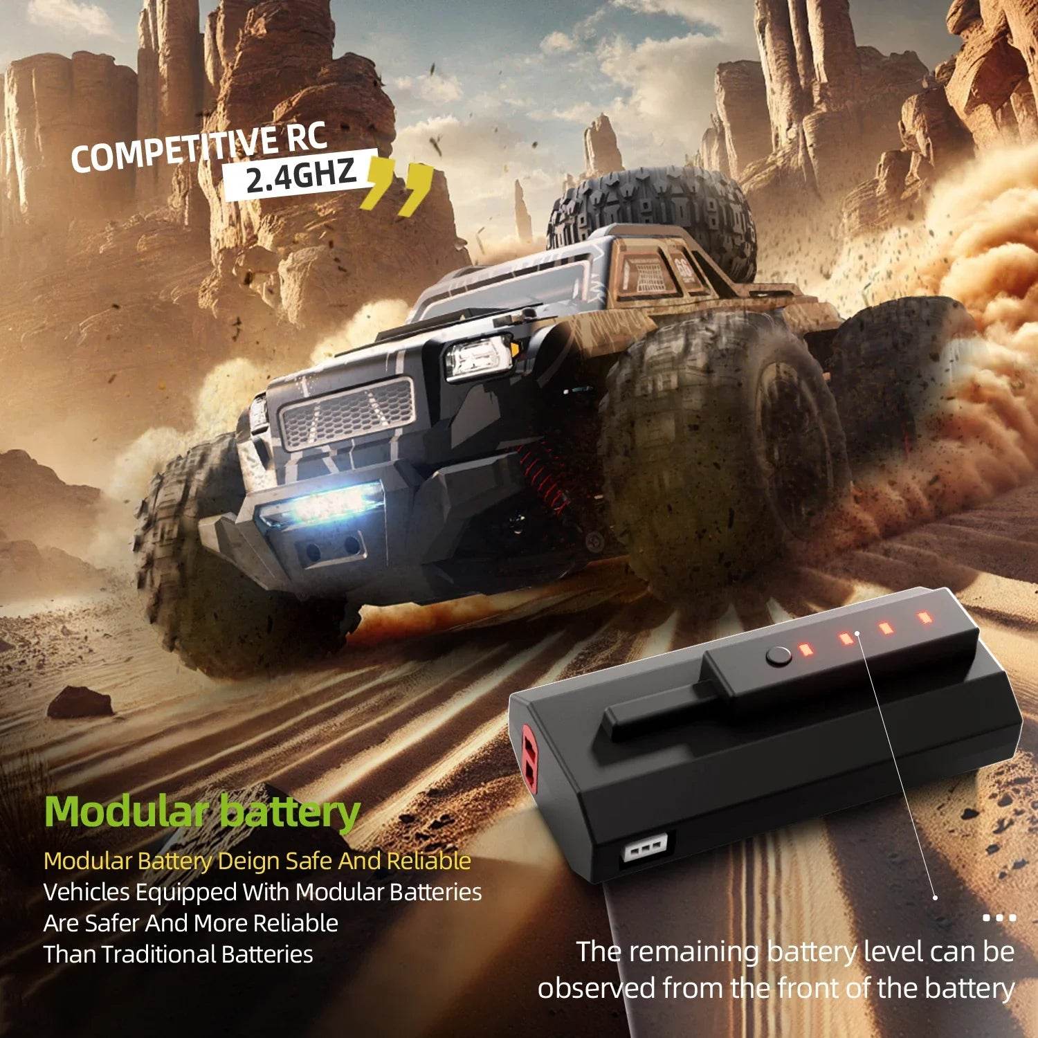 1:16 Scale Large RC Cars 50km/h High Speed Off-Road Truck - ToylandEU