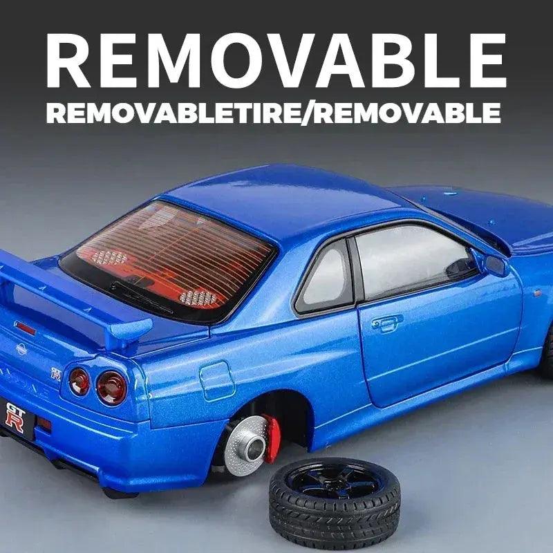  1 18 Diecast Nissan GTR R34 Alloy Car With Sound Light -  ToylandEU™