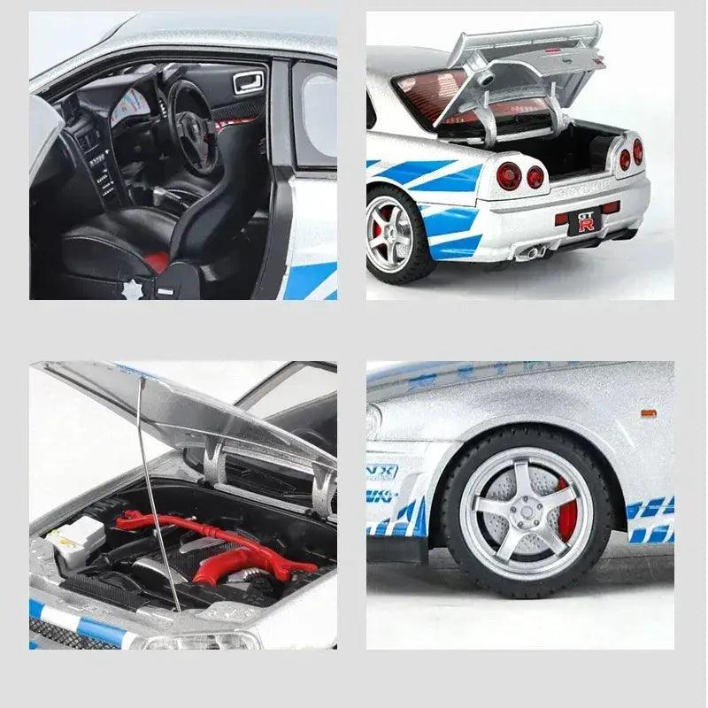  1 18 Diecast Nissan GTR R34 Alloy Car With Sound Light -  ToylandEU™