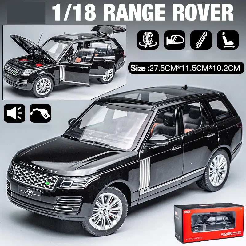 1:18 Land Rover Range Rover Alloy Diecast Car With Sound And Light Black - ToylandEU