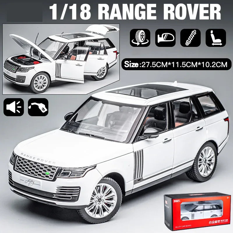 1:18 Land Rover Range Rover Alloy Diecast Car With Sound And Light Black - ToylandEU