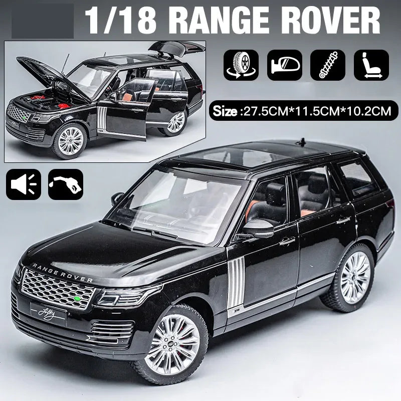 1:18 Land Rover Range Rover Alloy Diecast Car With Sound And Light Black - ToylandEU