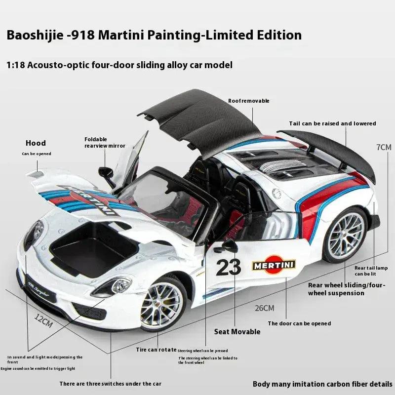  1:18 Porsche 918 Martini Alloy Diecast Car Model -  ToylandEU™