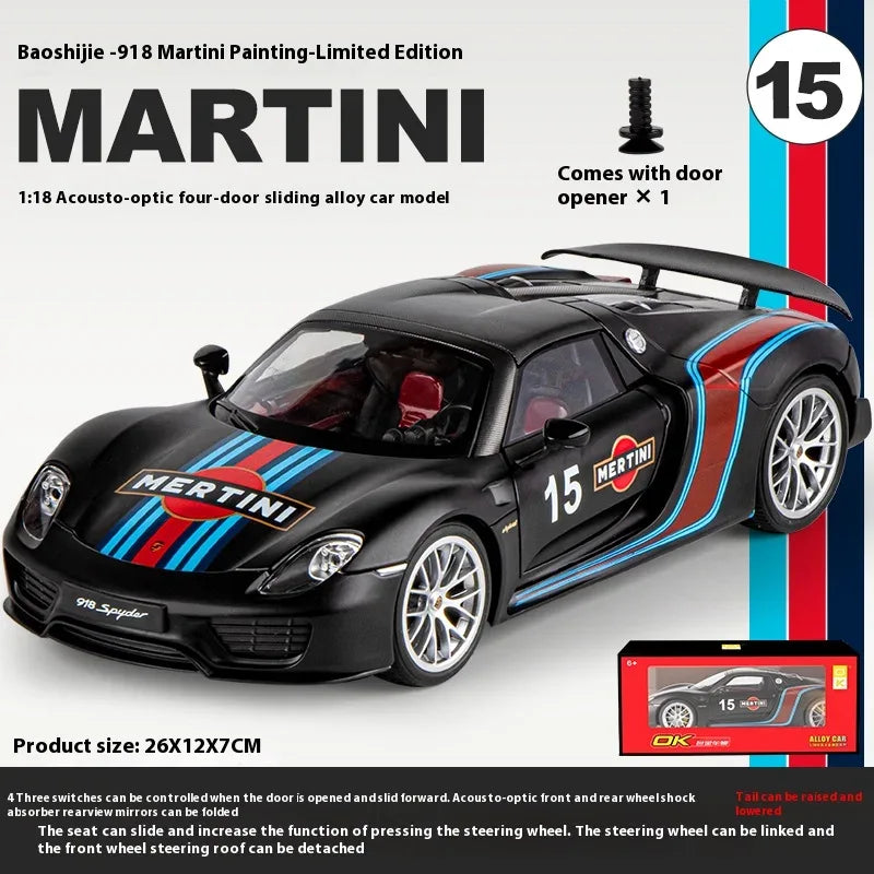 1:18 Porsche 918 Martini Diecast Alloy Model Car Limited Edition - ToylandEU