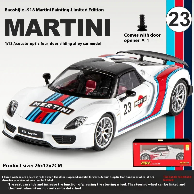 1:18 Porsche 918 Martini Diecast Alloy Model Car Limited Edition - ToylandEU