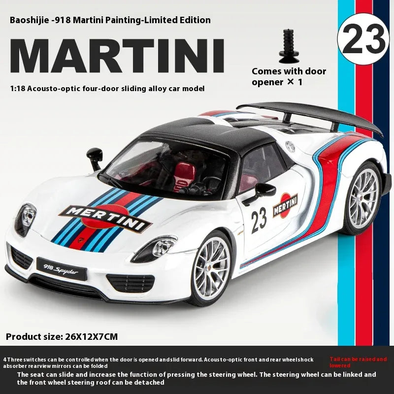 1:18 Porsche 918 Martini Diecast Alloy Model Car Limited Edition - ToylandEU
