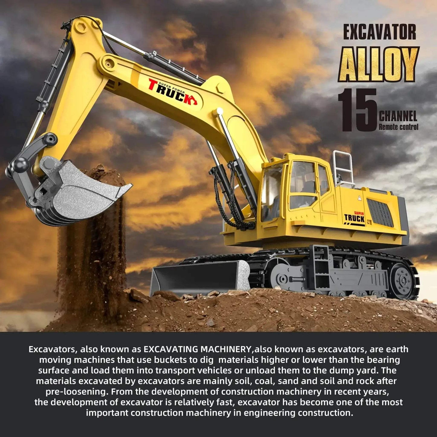  1/18 RC Truck Excavator Toy for Kids Birthday Gift -  ToylandEU™