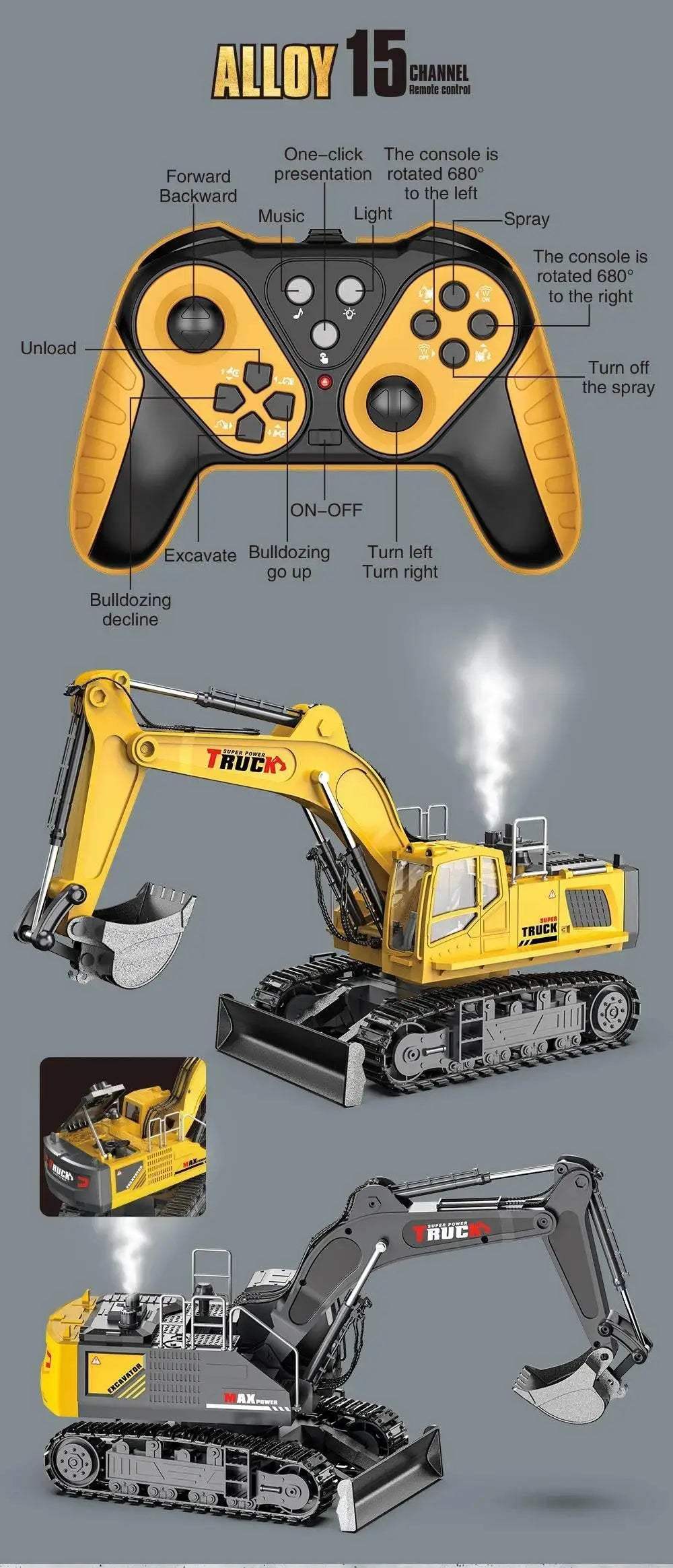  1/18 RC Truck Excavator Toy for Kids Birthday Gift -  ToylandEU™