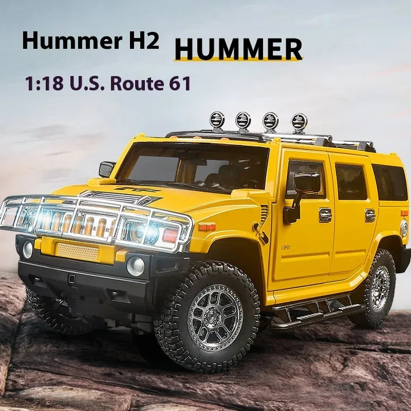 1:18 Scale Diecast Alloy Hummer H2 Off Road Car Pull Back With Sound And Light - ToylandEU