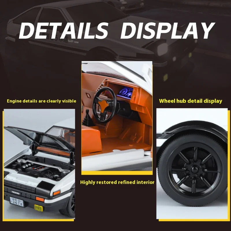 1 18 Scale Toyota AE86 TRUENO Diecast Alloy Model Car Initial D - ToylandEU