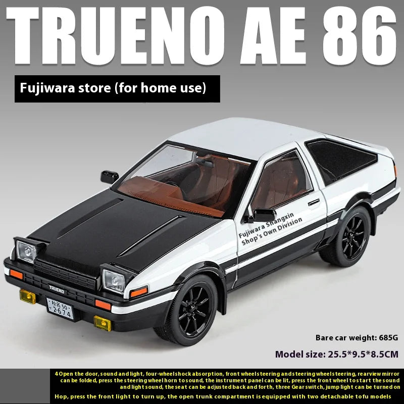 1 18 Scale Toyota AE86 TRUENO Diecast Alloy Model Car Initial D - ToylandEU
