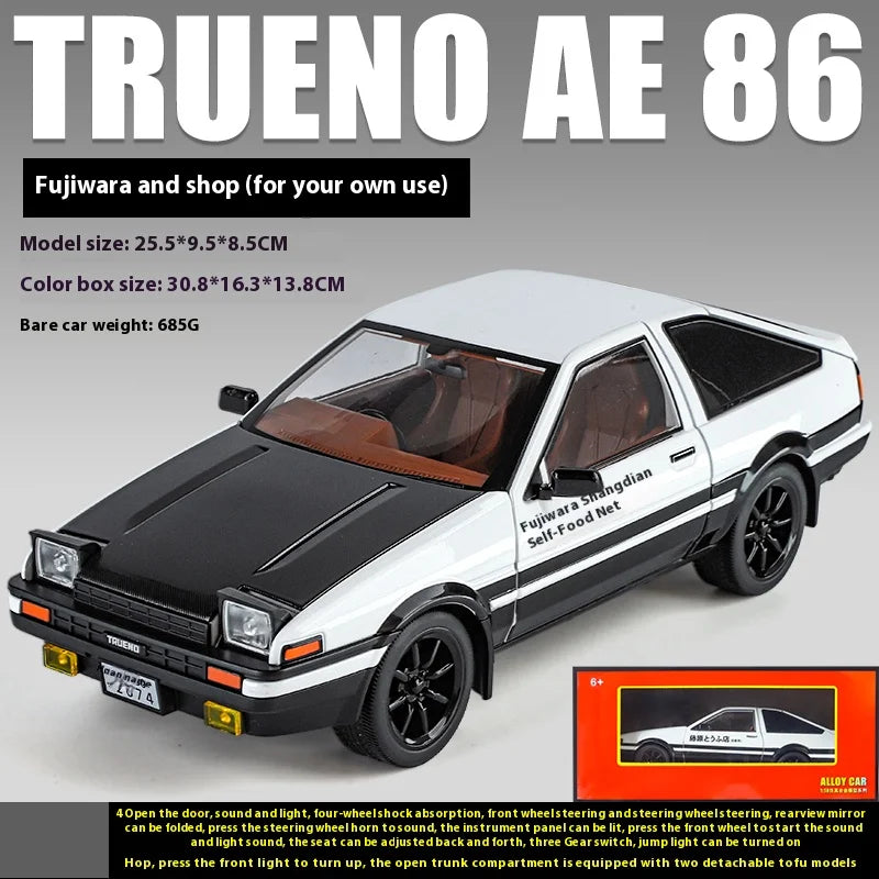 1 18 Scale Toyota AE86 TRUENO Diecast Alloy Model Car Initial D - ToylandEU