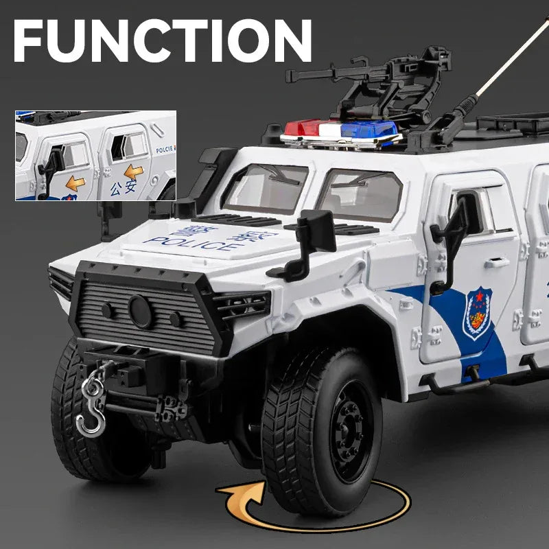 1:20 Scale Police Off Road Diecast Car Alloy Metal Sound And Light Pull Back - ToylandEU