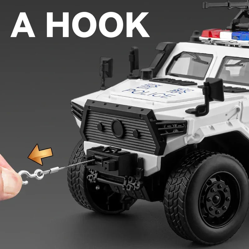 1:20 Scale Police Off Road Diecast Car Alloy Metal Sound And Light Pull Back - ToylandEU
