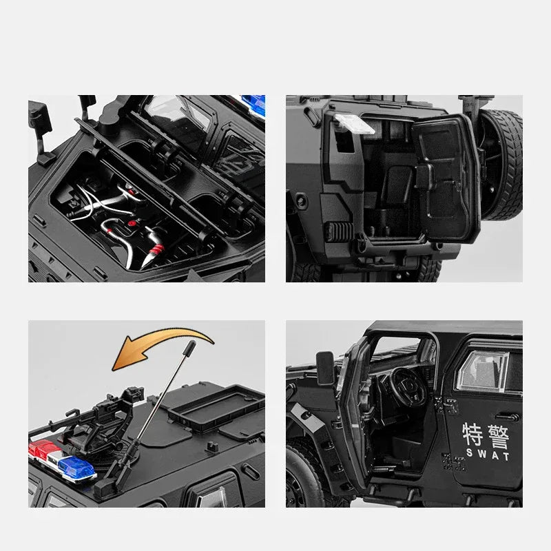 1:20 Scale Police Off Road Diecast Car Alloy Metal Sound And Light Pull Back - ToylandEU