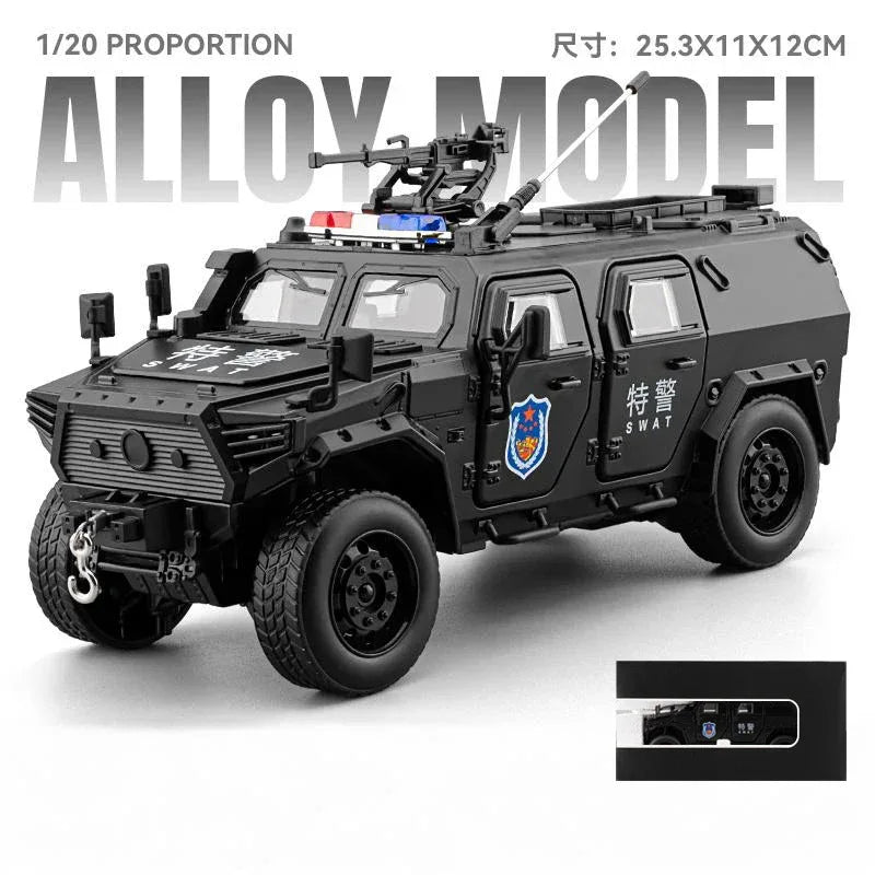 1:20 Scale Police Off Road Diecast Car Alloy Metal Sound And Light Pull Back - ToylandEU