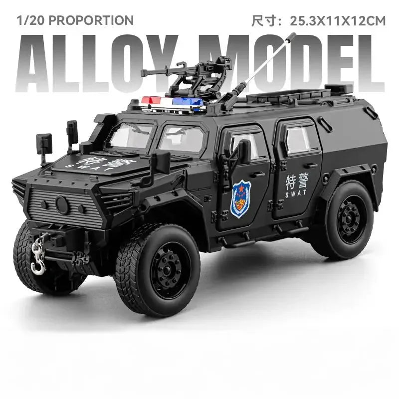 1:20 Scale Police Off Road Diecast Car Alloy Metal Sound And Light Pull Back - ToylandEU
