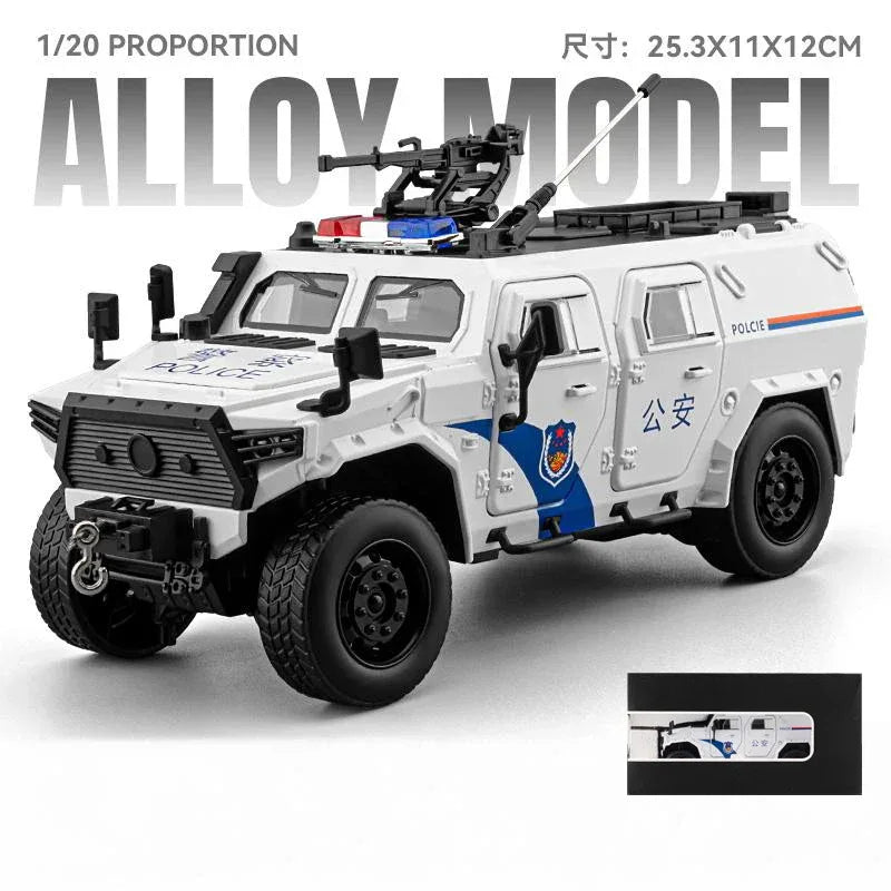 1:20 Scale Police Off Road Diecast Car Alloy Metal Sound And Light Pull Back - ToylandEU