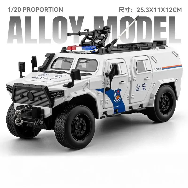 1:20 Scale Police Off Road Diecast Car Alloy Metal Sound And Light Pull Back - ToylandEU