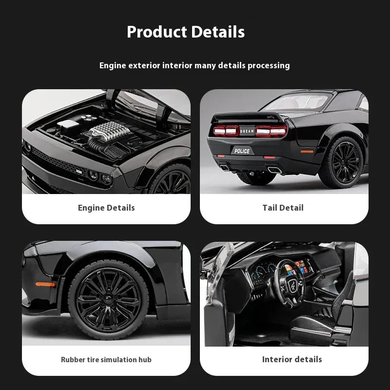 1:22 Diecast Alloy Dodge Challenger Redeye Hellcat Police Car With Sound Light - ToylandEU