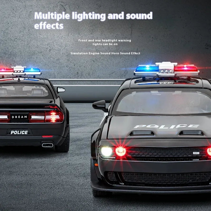 1:22 Diecast Alloy Dodge Challenger Redeye Hellcat Police Car With Sound Light - ToylandEU