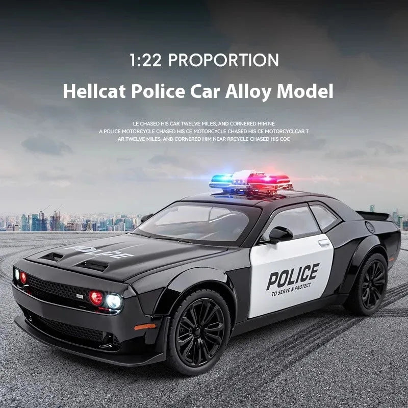 1:22 Diecast Alloy Dodge Challenger Redeye Hellcat Police Car With Sound Light - ToylandEU