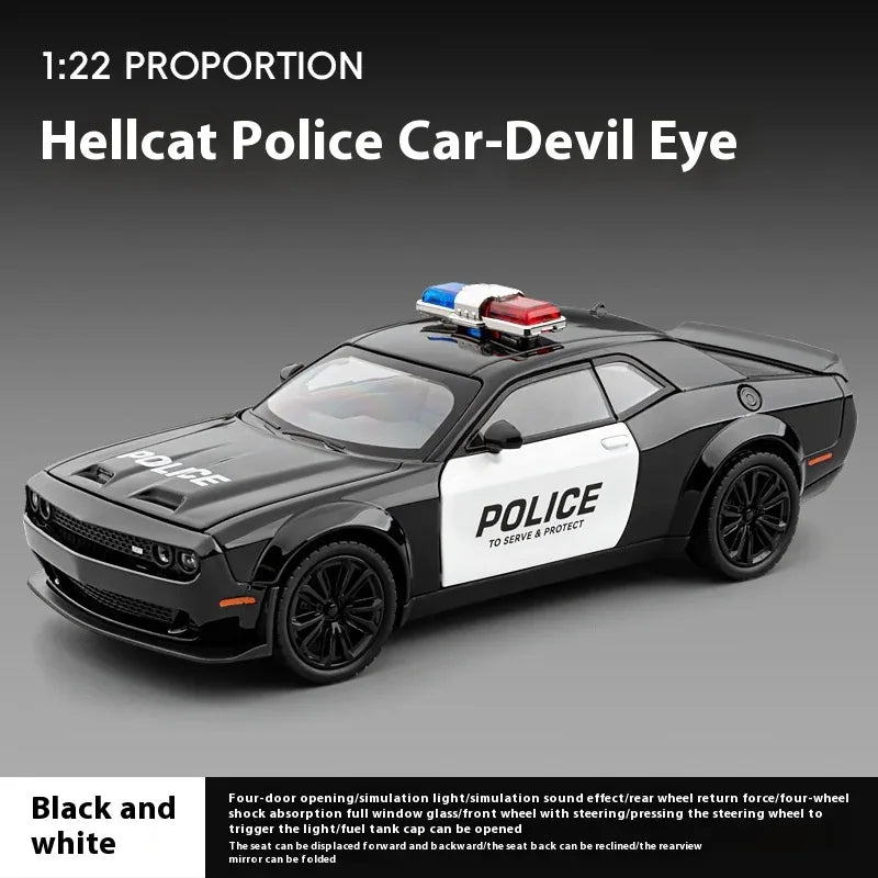 1:22 Diecast Alloy Dodge Challenger Redeye Hellcat Police Car With Sound Light - ToylandEU