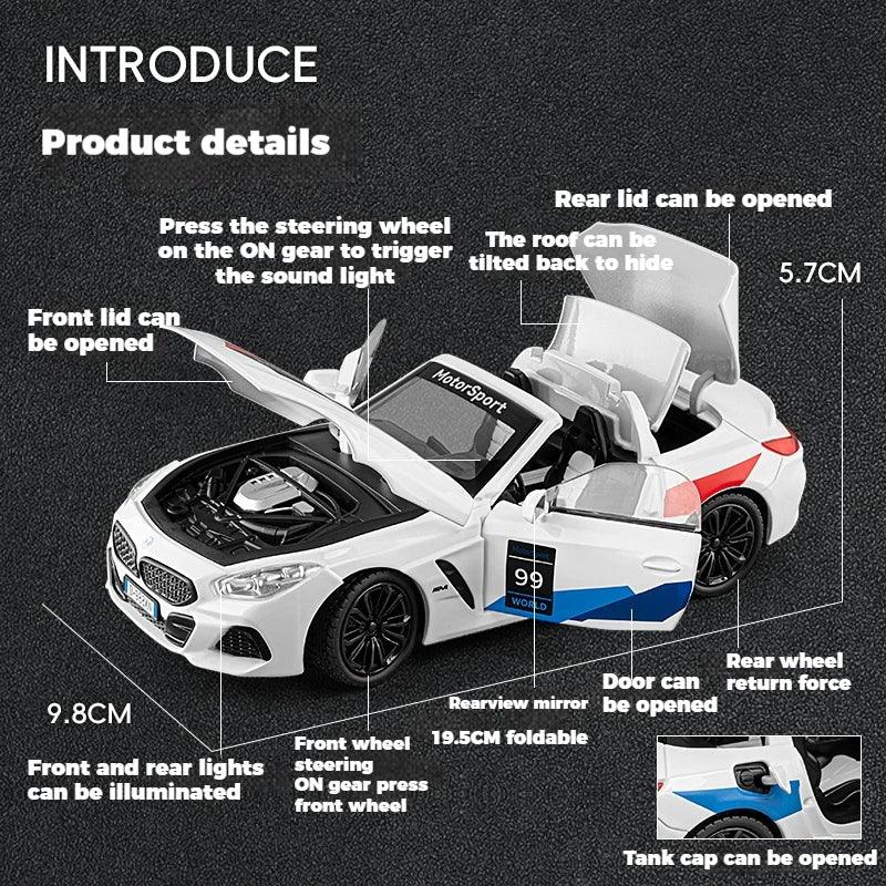 1:22 Scale Diecast BMW Z4 M40i Convertible Metal Car Model for Display - ToylandEU