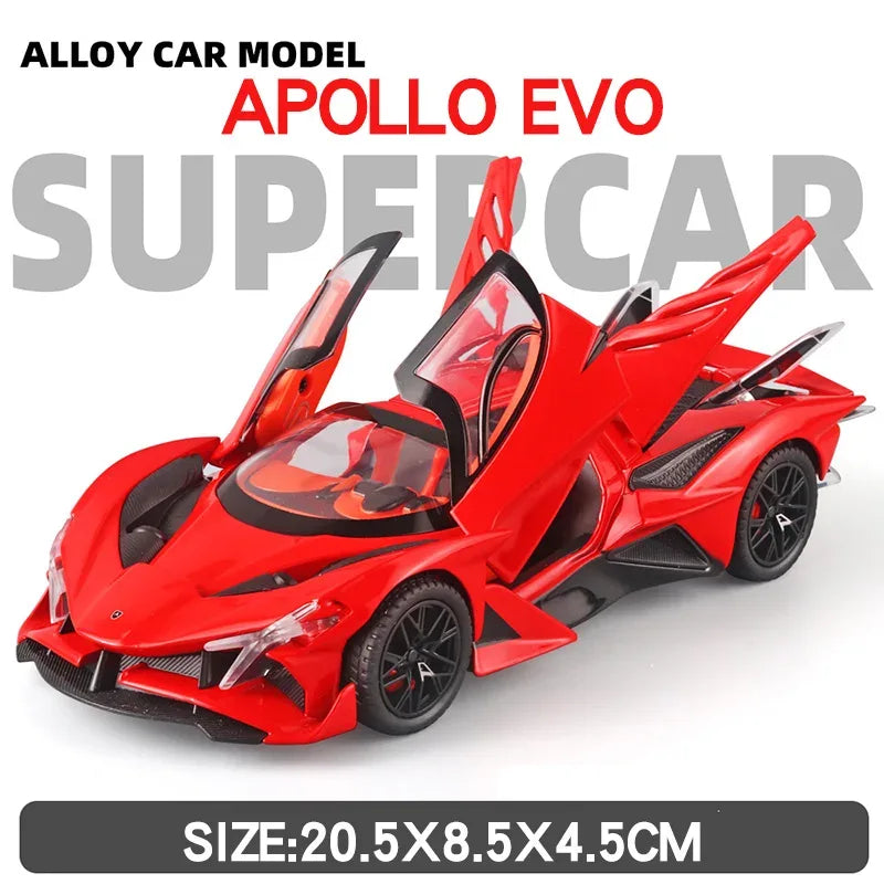 1/24 Apollo EVO Bugatti Bolide Diecast Car Metal Plastic Pull Back Sound Light - ToylandEU