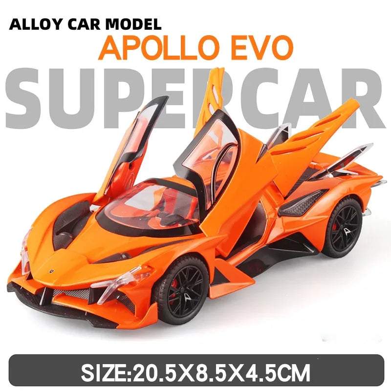 1/24 Apollo EVO Bugatti Bolide Diecast Car Metal Plastic Pull Back Sound Light - ToylandEU