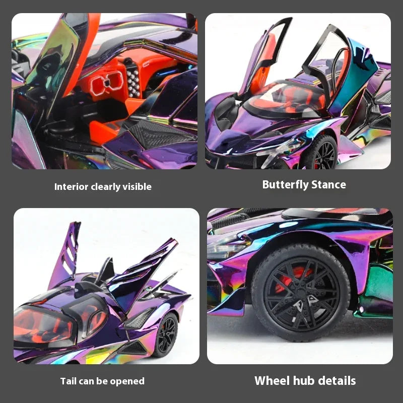 1:24 Apollo EVO Electroplate Diecast Metal Supercar With Sound And Light - ToylandEU