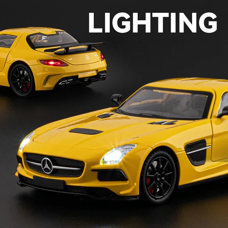1:24 Benz SLS AMG Diecast Alloy Model Car With Sound And Light Pull Back - ToylandEU