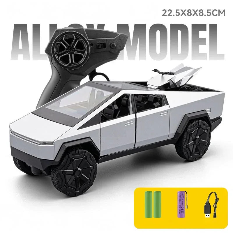 1:24 Cybertruck RC Car Off Road Alloy Diecast Sound And Light Remote Control - ToylandEU