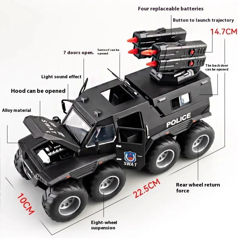 1:24 Diecast Alloy Conqueror Shaman Police Armored Vehicle Model Car - ToylandEU