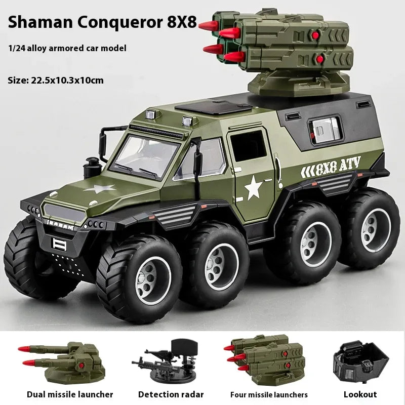 1:24 Diecast Alloy Conqueror Shaman Police Armored Vehicle Model Car - ToylandEU
