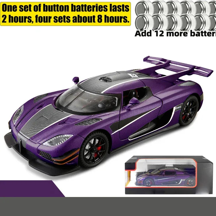 1:24 Diecast Alloy Supercar With Sound And Light Pull Back - ToylandEU