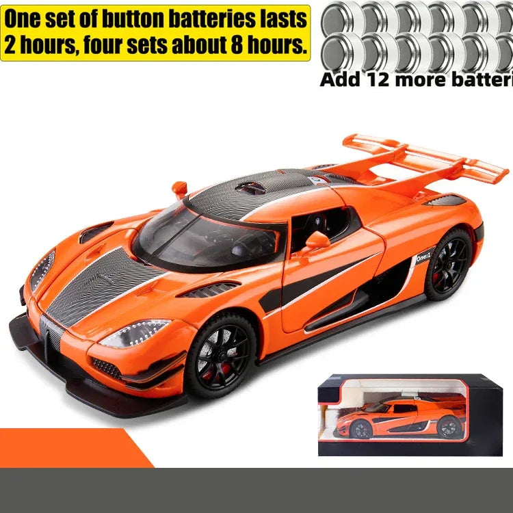 1:24 Diecast Alloy Supercar With Sound And Light Pull Back - ToylandEU