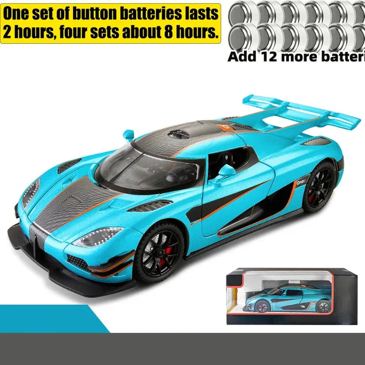 1:24 Diecast Alloy Supercar With Sound And Light Pull Back - ToylandEU