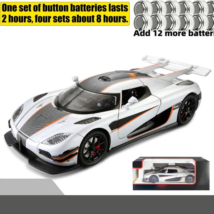 1:24 Diecast Alloy Supercar With Sound And Light Pull Back - ToylandEU