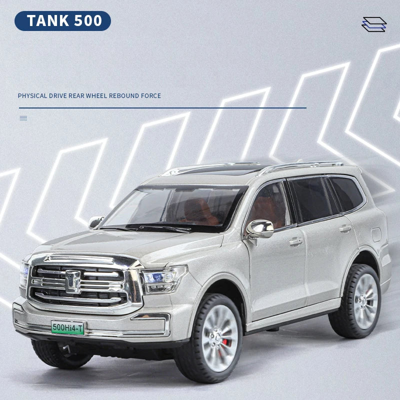 1 24 Diecast Alloy Tank 500 Hi4T SUV With Sound and Light Pull Back - ToylandEU