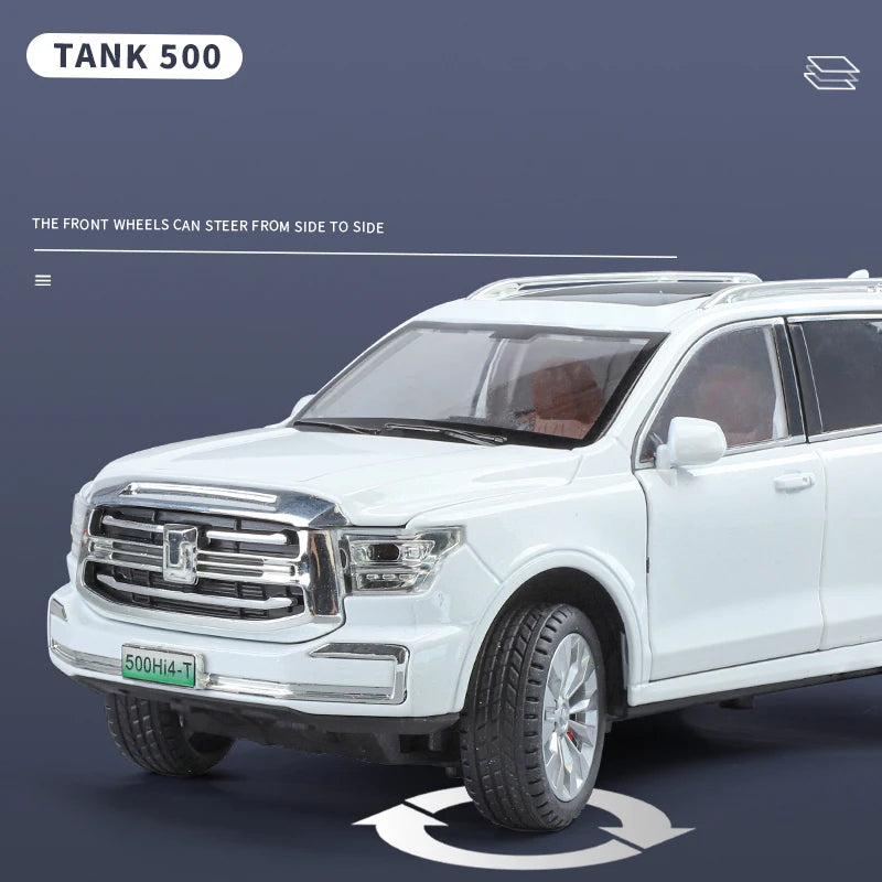 1 24 Diecast Alloy Tank 500 Hi4T SUV With Sound and Light Pull Back - ToylandEU