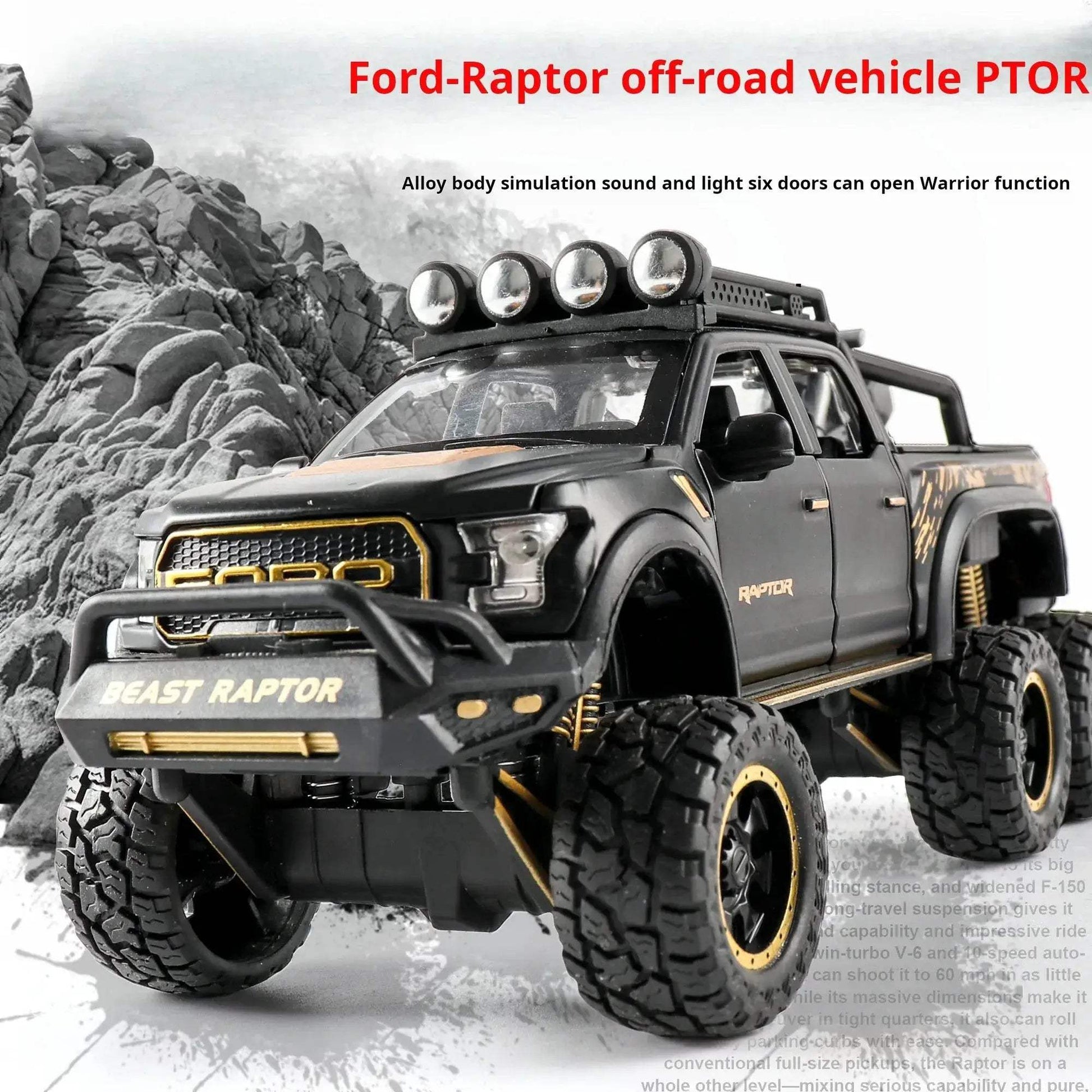 1:24 Diecast Ford Raptor Off Road Car With Sound Lights - ToylandEU