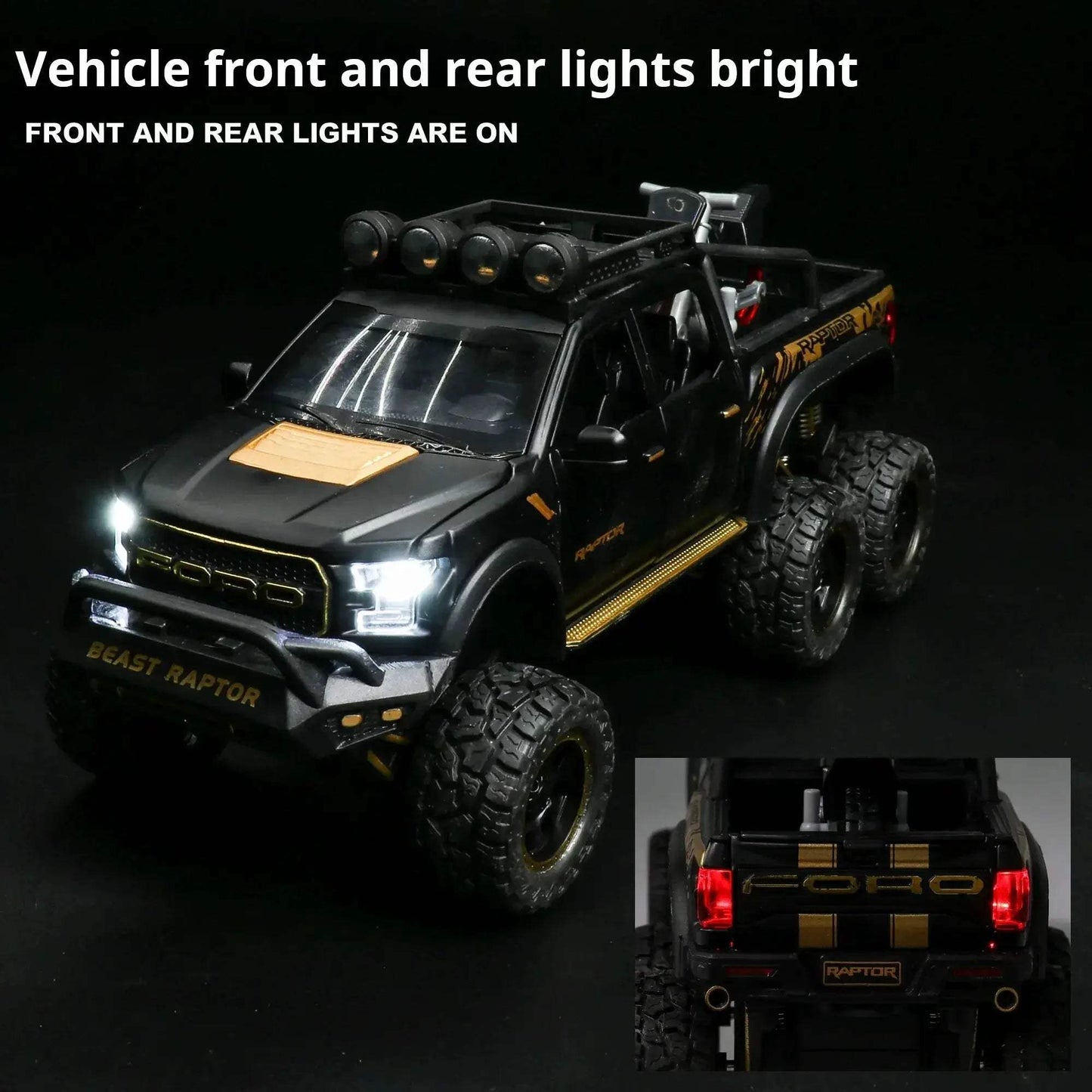 1:24 Diecast Ford Raptor Off Road Car With Sound Lights - ToylandEU