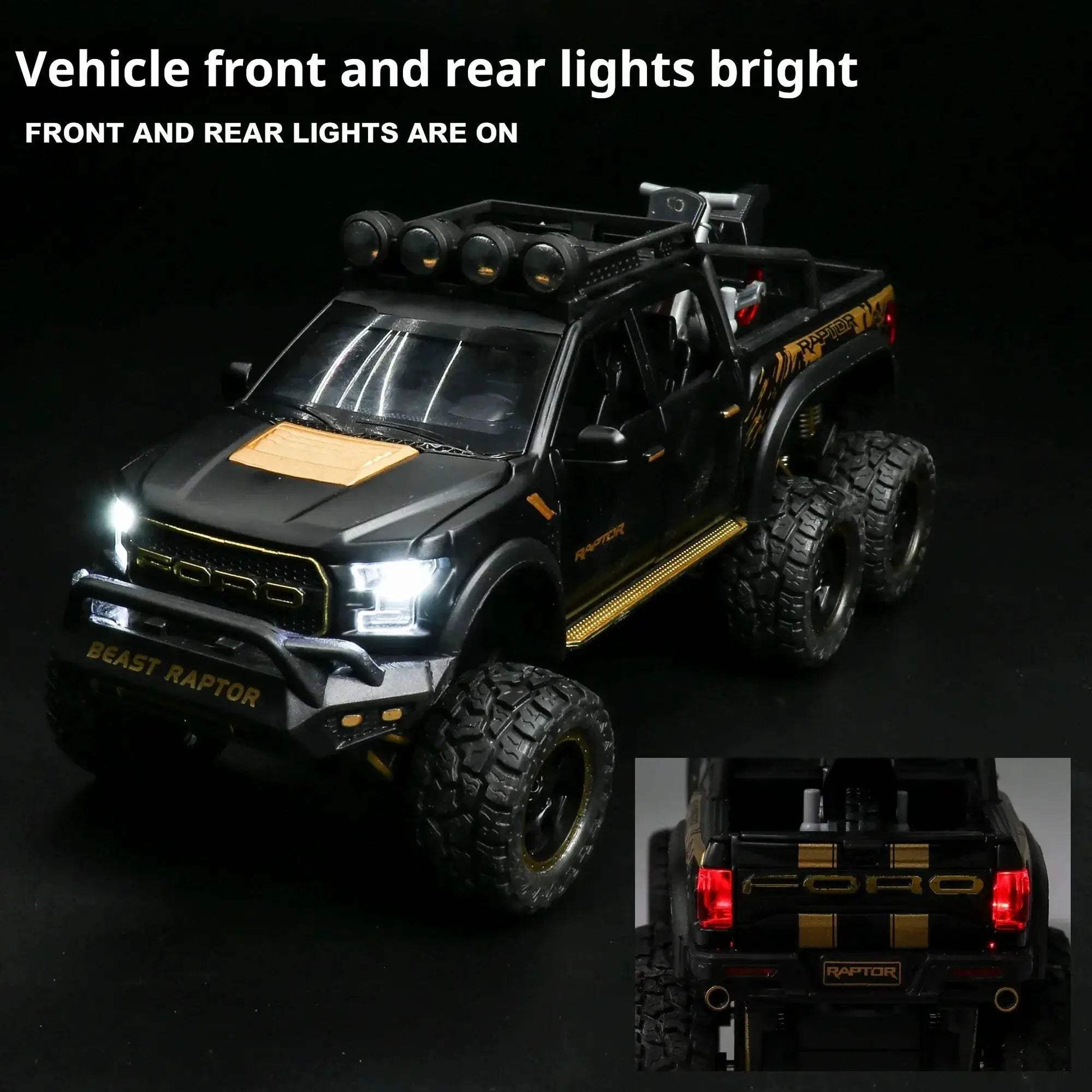 1:24 Diecast Ford Raptor Off Road Car With Sound Lights - ToylandEU