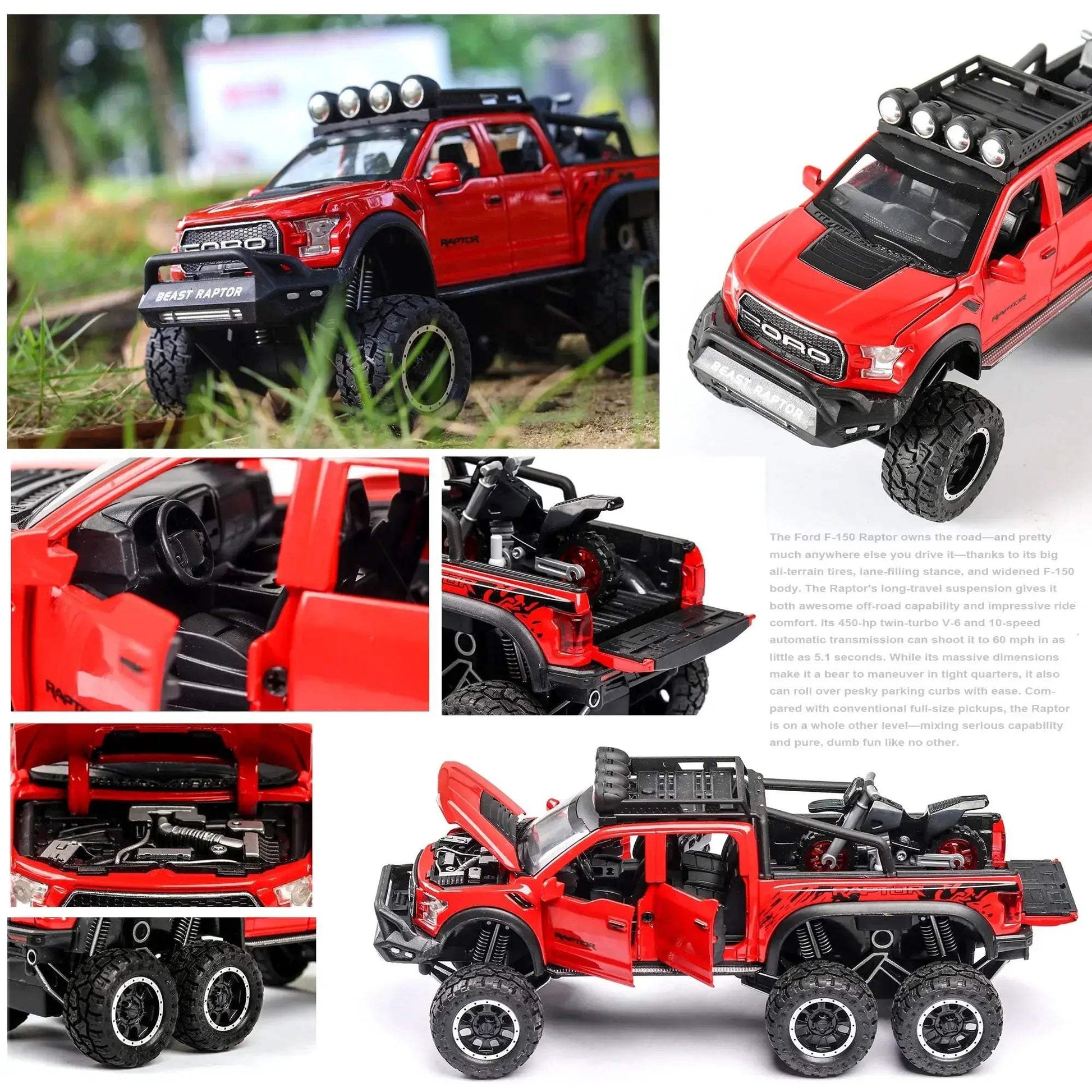 1:24 Diecast Ford Raptor Off Road Car With Sound Lights - ToylandEU
