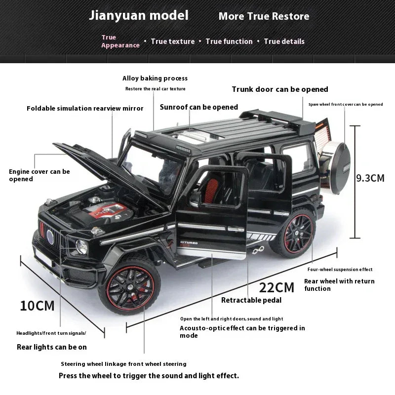 1:24 Diecast Mercedes Benz G800 Off Road SUV Metal Model Car - ToylandEU